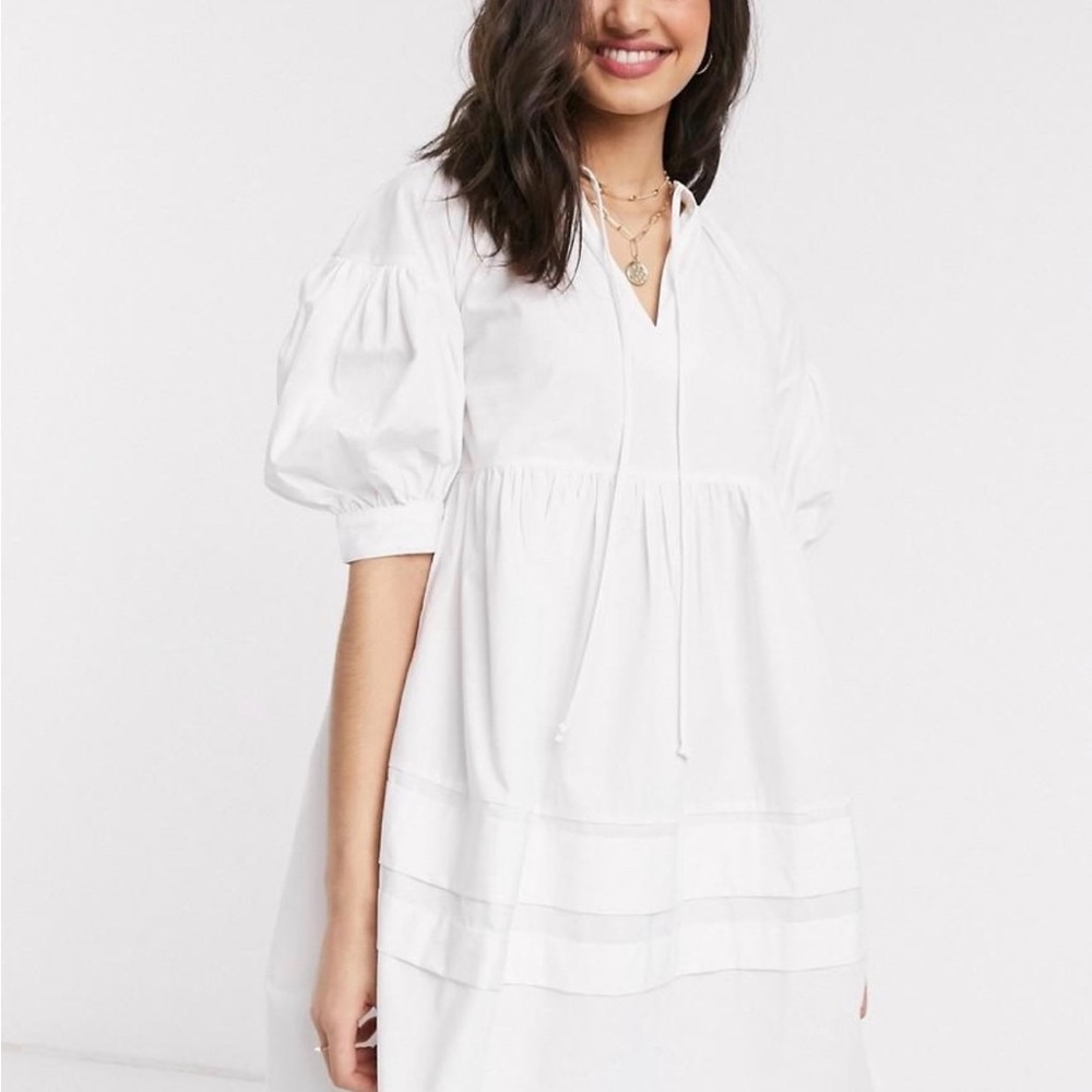 ASOS White Puff Sleeve Dress